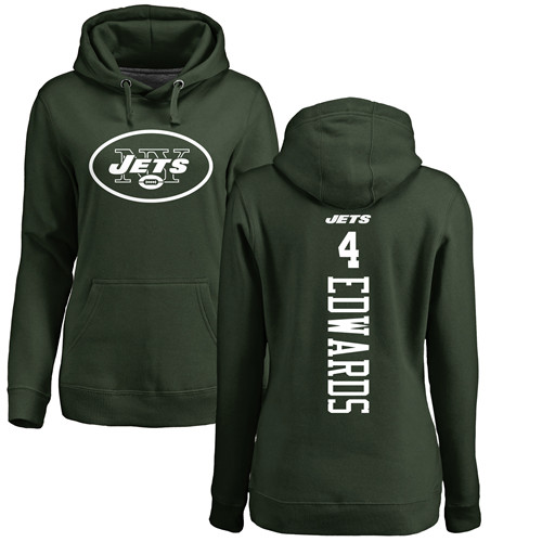 New York Jets Green Women Lac Edwards Backer NFL Football 4 Pullover Hoodie Sweatshirts